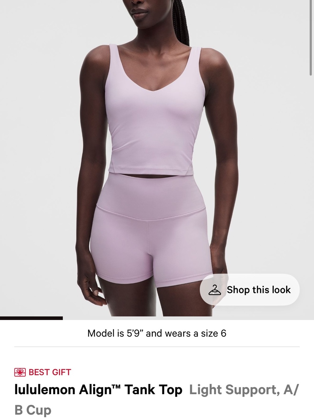 lululemon athletica Light purple V‑Neck Align Tank